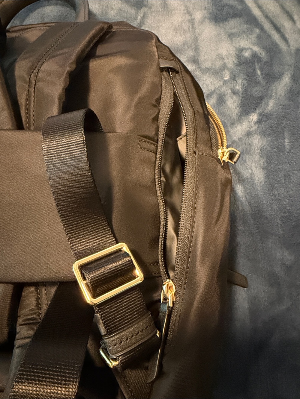 Tumi Black Nylon Backpack with Gold Accents - Picture 8 of 9